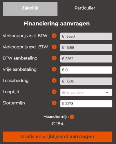 Leasecalculator voor autobedrijven